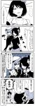  3girls anger_vein bare_shoulders beret blush cape comic dvd_(object) eyepatch fingerless_gloves gloves hair_ornament hairclip hat headgear highres holding_hands kaga3chi kantai_collection kiso_(kantai_collection) machinery maya_(kantai_collection) midriff monochrome multiple_girls neckerchief remodel_(kantai_collection) rigging school_uniform serafuku shaded_face short_hair skirt sleeveless sleeves_rolled_up sweatdrop tagme tenryuu_(kantai_collection) translation_request trembling weapon 