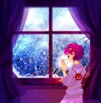  1girl eyeball heart komeiji_satori pink_hair roses short_hair skirt solo sweater third_eye touhou window winter 