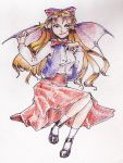  1girl bat_wings blonde_hair colored elis_(touhou) facepaint long_hair shoes solo star touhou touhou_(pc-98) traditional wings 