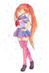  blush long_hair orange_eyes orange_hair osana_najimi_(yandere_simulator) school_uniform short_twintails thigh-highs tsundere twintails upset yandere_simulator 