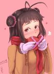  1girl blush double_bun heart heart-shaped_pupils highres kantai_collection naka_(kantai_collection) rasen_(camura) solo symbol-shaped_pupils valentine 