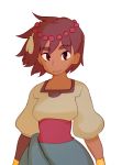  1girl ajna_(indivisible) bracelet brown_hair commentary dark_skin doxy indivisible jewelry short_hair solo 