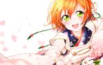  blush green_eyes hoshizora_rin kimono love_live!_school_idol_project orange_hair sakura short_hair smile 