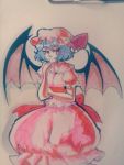  1girl bat_wings blue_hair colored devil hat red_eyes remilia_scarlet short_hair solo touhou traditional wings 