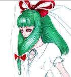 1girl green_eyes green_hair hair_ribbon kagiyama_hina long_hair mountain_of_faith rough sad sketch solo tears touhou 