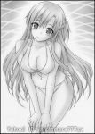  1girl asuna_(sao) bikini breasts cleavage graphite_(medium) monochrome nightmare77zx swimsuit sword_art_online traditional_media 