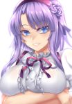  1girl blue_eyes breasts dagashi_kashi fi-san highres large_breasts purple_hair shidare_hotaru solo 