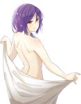  1girl aemu_(august_life) back looking_back nude orange_eyes original purple_hair smile solo 