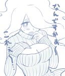  1girl blush breasts cleavage_cutout enraenra_(youkai_watch) hair_over_one_eye kiitos12 large_breasts long_hair open-chest_sweater open_mouth ribbed_sweater sleeves_past_wrists solo sweater upper_body youkai_watch 