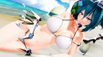  1girl 3d beach bikini breasts hatsune_miku highres large_breasts mikumikudance ocean solo swimsuit vocaloid 