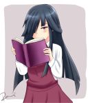  book hayashimo_(kantai_collection) highres holding holding_book long_hair one_eye_covered school_uniform 