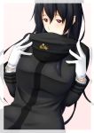  bangs black_hair brown_eyes commentary_request covering_mouth gloves hair_between_eyes hat hat_in_hand hat_removed headwear_removed highres kantai_collection long_hair looking_at_viewer military military_hat military_uniform niwatazumi peaked_cap tatebayashi_sakurako uniform white_gloves 