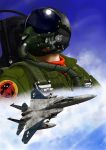  1boy ace_combat ace_combat_zero airplane cipher_(ace_combat) cockpit f-15_eagle fighter_jet helmet highres jet oxygen_mask pilot pilot_suit sky spitfiremk5 