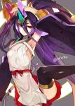  armpits blazblue blazblue:_central_fiction detached_sleeves hyakuhachi_(over3) mikado_(blazblue) purple_hair red_eyes thigh-highs 