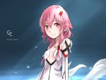  breasts center_opening cleavage detached_sleeves gloves guilty_crown hair_ornament hairclip highres long_hair pink_hair red_eyes smile tsu_(09) twintails yuzuriha_inori 