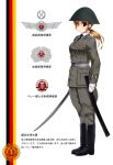  1girl blonde_hair communism east_german green_eyes hat looking_at_viewer military military_hat military_uniform mizuki_(mizuki_ame) original translation_request uniform 