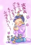  6+boys comic hood hood_down hoodie long_sleeves male_focus matsuno_juushimatsu matsuno_todomatsu miniboy multiple_boys multiple_persona osomatsu-kun osomatsu-san sitting smile tears tomiko translation_request wariza 