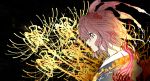  1girl akihira_fujinohara fire flower hair_bobbles hair_ornament japanese_clothes onozuka_komachi profile redhead solo spider_lily touhou twintails upper_body 