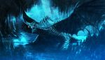  blue cave dragon dragon_wings matagiro monster no_humans original red_eyes solo tagme wings 