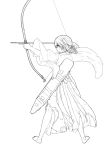  archery arrow bow_(weapon) flight_deck hakama_skirt highres japanese_clothes kaga_(kantai_collection) monochrome side_ponytail single_glove tasuki weapon yugake zero@project 