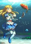  air_bubble alice_(wonderland) alice_in_wonderland blonde_hair blue_eyes bubble cup fish original saucer segamark swimming tea teacup underwater 