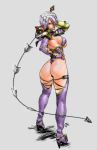 1girl ass bangs breasts butt_crack claw_(weapon) earrings fingerless_gloves flower garter_straps gloves green_eyes hand_on_hip isabella_valentine jewelry le-gon legs_apart looking_at_viewer red_rose revealing_clothes rose short_hair sideboob single_gauntlet solo soulcalibur soulcalibur_iv sword thigh_strap under_boob weapon whip 