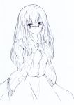  1girl absurdres glasses hagurumadaze highres long_hair looking_at_viewer monochrome simple_background solo white_background 
