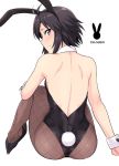  1girl animal_ears bunny_tail bunnysuit highres idolmaster kikuchi_makoto pantyhose rabbit_ears short_hair simple_background solo tail tsurui 