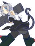  animal_ears ass black_legwear cat_ears cat_tail green_eyes highres military military_uniform panties panties_under_pantyhose pantyhose retsu_maru sanya_v_litvyak short_hair silver_hair sketch strike_witches striker_unit tail underwear uniform 