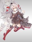  amatsukaze_(kantai_collection) brown_eyes dress kantai_collection kuran_(yourcatissick) long_hair sailor_dress short_dress silver_hair two_side_up 