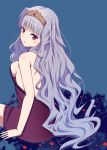  1girl breasts hairband idolmaster long_hair looking_at_viewer shijou_takane shimashima sideboob silver_hair solo violet_eyes 