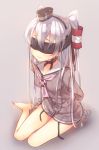  1girl amatsukaze_(kantai_collection) blindfold dress kantai_collection long_hair sailor_dress silver_hair solo tahya two_side_up 