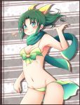  1girl bikini green_eyes green_hair kirimochi long_hair midorikawa_nao ponytail precure scarf smile_precure! swimsuit 