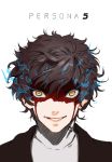  1boy black_hair blood blood_on_face jacket kurusu_akira male_focus mins_(minevi) persona persona_5 solo tagme turtleneck white_background yellow_eyes 