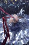  1girl back dress feathers highres hug original solo wings wlop 