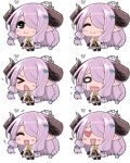  &gt;_&lt; +++ :&gt; ^_^ animal animal_on_head braid butterfly chibi closed_eyes crying demon_horns expressions flying_sweatdrops granblue_fantasy hair_ornament hair_over_one_eye hanauna heart heart_eyes horns long_hair narumeia_(granblue_fantasy) open_mouth pink_hair pointy_ears seal smile streaming_tears tears wavy_mouth 