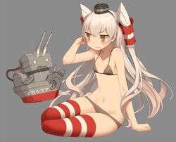  1girl amatsukaze_(kantai_collection) bikini brown_eyes hairband harau kantai_collection rensouhou-kun silver_hair swimsuit two_side_up 