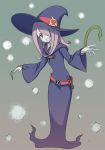  1girl abe_kanari brown_hair dress grin hair_over_one_eye hat little_witch_academia long_hair sharp_teeth smile solo sucy_manbabalan teeth witch witch_hat 