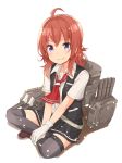  1girl ahoge arashi_(kantai_collection) b_allbrack gloves kantai_collection long_hair redhead school_uniform skirt smile vest 