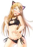  1girl blonde_hair blush cat_keyhole_bra cat_lingerie dagashi_kashi endou_saya_(dagashi_kashi) hair_ornament hairclip long_hair looking_at_viewer matokechi open_mouth simple_background solo white_background 