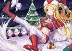 1girl blonde_hair breasts christmas cleavage grenda-san highres huanghyy robot_girls_z solo thigh-highs 