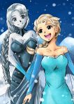  2girls absurdres aya_yanagisawa crossover disney dress elsa_(frozen) frozen_(disney) highres league_of_legends lissandra multiple_girls riot_games snow 