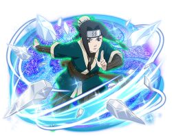  1boy black_hair brown_eyes brown_pants brown_sweater forehead_protector green_kimono haku_(naruto) ice japanese_clothes kimono kirigakure_symbol long_hair looking_at_viewer naruto_(classic) naruto_(series) naruto_shippuuden:_ultimate_ninja_blazing official_art pants solo sweater 