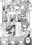  !? &gt;_&lt; 5girls :p akatsuki_(kantai_collection) anchor_symbol arms_up beer_can breast_grab breasts can closed_eyes comic commentary_request drunk eyepatch fang fingerless_gloves flat_cap folded_ponytail gloves grabbing grabbing_from_behind groping hair_between_eyes hair_ornament hairclip hand_on_another&#039;s_head hat headgear hibiki_(kantai_collection) ikazuchi_(kantai_collection) inazuma_(kantai_collection) kamo_(yokaze) kantai_collection kiss large_breasts long_hair monochrome multiple_girls neckerchief necktie open_mouth school_uniform serafuku short_hair skirt smile tenryuu_(kantai_collection) tongue tongue_out translation_request twitter_username uniform 