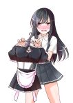  1girl asashio_(kantai_collection) black_hair blush clothes_hanger embarrassed grey_eyes kantai_collection long_hair looking_at_viewer maid mikage_takashi pleated_skirt school_uniform skirt solo suspenders 