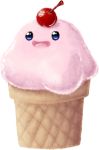  cherry ditto food fruit fuzziestdrawings highres ice_cream_cone no_humans open_mouth pokemon pokemon_(creature) pokemon_(game) pokemon_rgby smile 