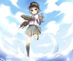  1girl arare_(kantai_collection) hat kantai_collection sekina short_hair skirt solo water 