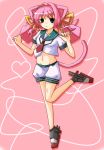  :&lt; absurdres cat_tail cosplay highres kantai_collection muvluv navel pink_hair tagme tail tama_(kantai_collection) tamase_miki tomonekomata 