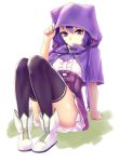  1girl flower_knight_girl procorat purple_hair simple_background skirt solo thigh-highs violet_eyes white_background 