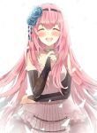  1girl closed_eyes elbow_gloves gloves hairband linch long_hair megurine_luka open_mouth pink_hair solo vocaloid 